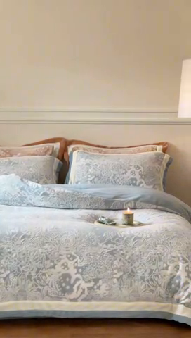 91家纺网 家纺一手货源 找家纺 2024冬季新款雕花绒系列四件套-赫本 赫本-天蓝