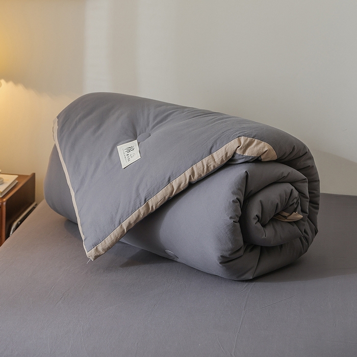 91家纺网 家纺一手货源 找家纺 雯雨家纺 2024新款里外全棉棉花被冬被 高级灰