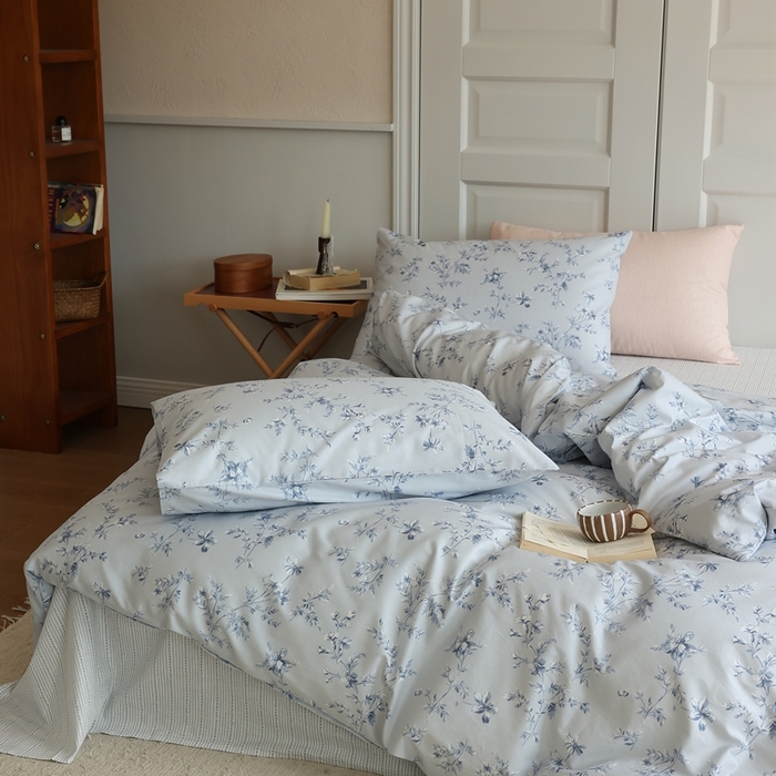 91家纺网 家纺一手货源 找家纺 棉眠 2024新款40支全棉秋季花园系列四件套 浮光竹影