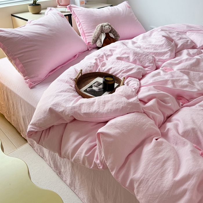 91家纺网 家纺一手货源 找家纺 布可家纺 2025新款水洗棉毛巾绣四件套 米奇-粉