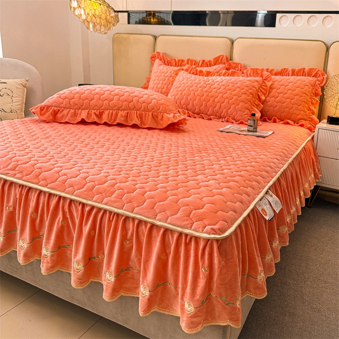 91家纺网 家纺一手货源 找家纺 恒爱家纺 2024新款宝宝绒霞姿月韵床笠 美人玉