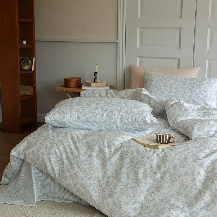 91家纺网 家纺一手货源 找家纺 棉眠 2024新款40支全棉秋季花园系列四件套 雾入松林