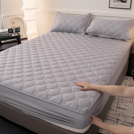 暖季家纺 2025新款心芙系列夹棉防水床笠成人款 心芙-浅灰