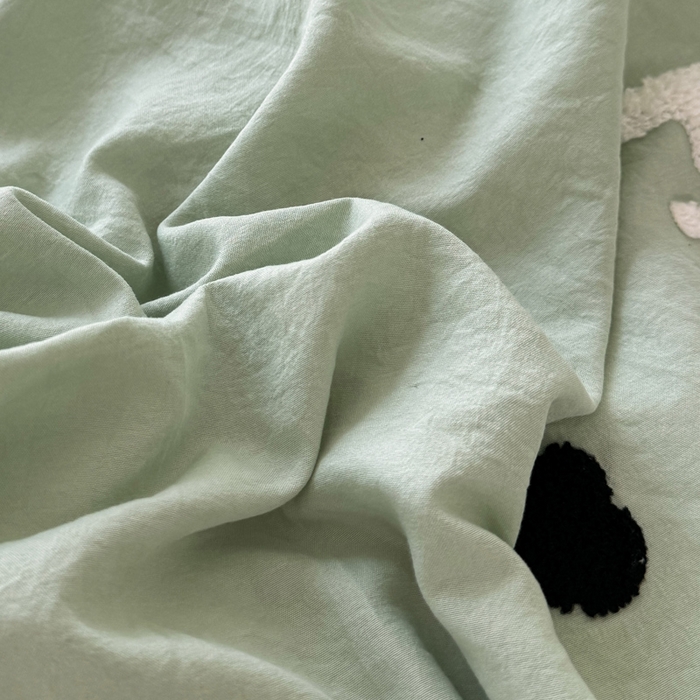 91家纺网 家纺一手货源 找家纺 布可家纺 2025新款水洗棉毛巾绣四件套 熊猫嘟嘟-绿