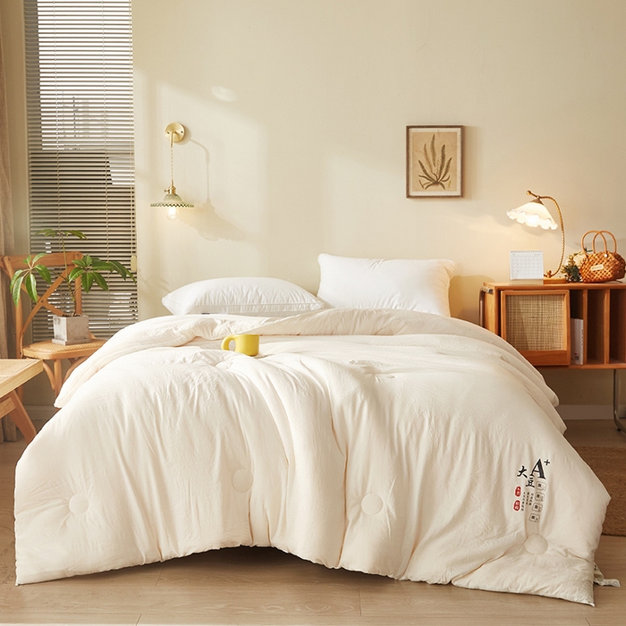 91家纺网 家纺一手货源 找家纺 好福居 2024新款A类母婴级原棉被子被芯 米白