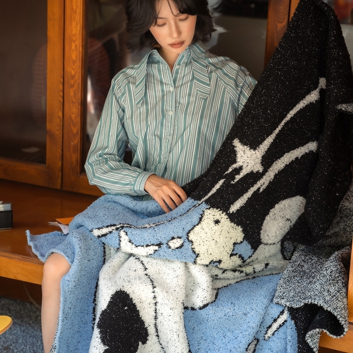 91家纺网 家纺一手货源 找家纺 圆岛 2024新款多功能针织半边绒毛毯 喷泉小鱼