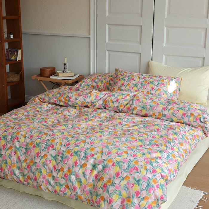 91家纺网 家纺一手货源 找家纺 棉眠 2024新款40支全棉秋季花园系列四件套 玫瑰故事