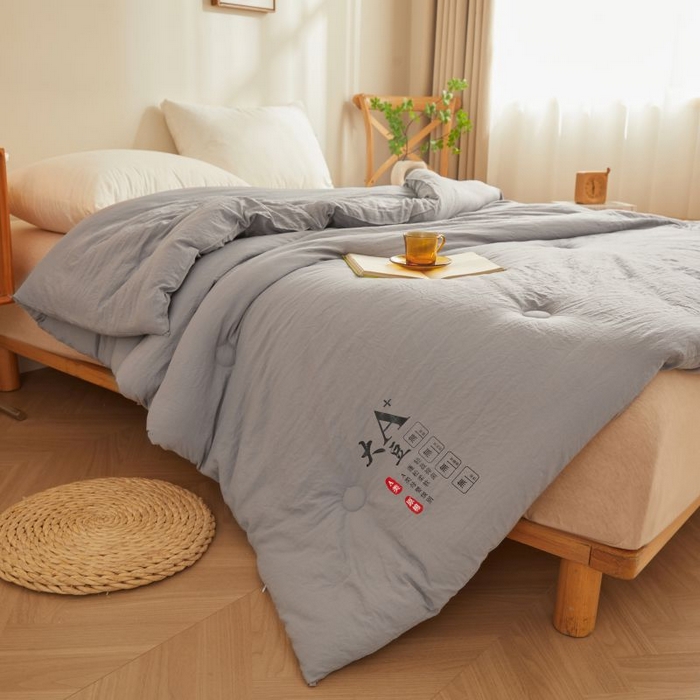 91家纺网 家纺一手货源 找家纺 好福居 2024新款A类母婴级原棉被子被芯 高级灰