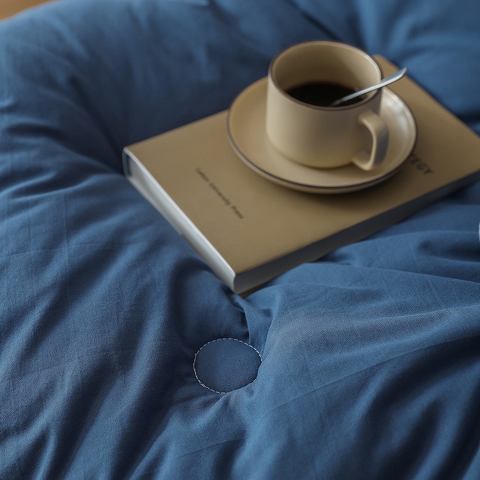 91家纺网 家纺一手货源 找家纺 雯雨家纺 2024新款里外全棉棉花被冬被 深蓝