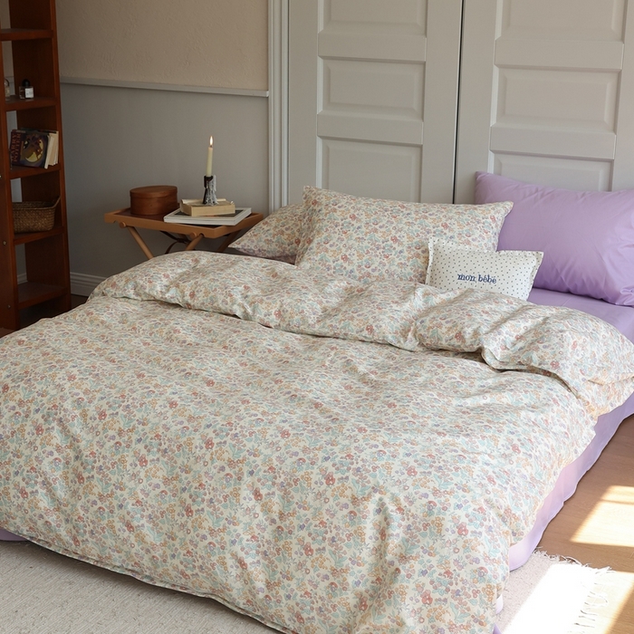 91家纺网 家纺一手货源 找家纺 棉眠 2024新款40支全棉秋季花园系列四件套 美琪