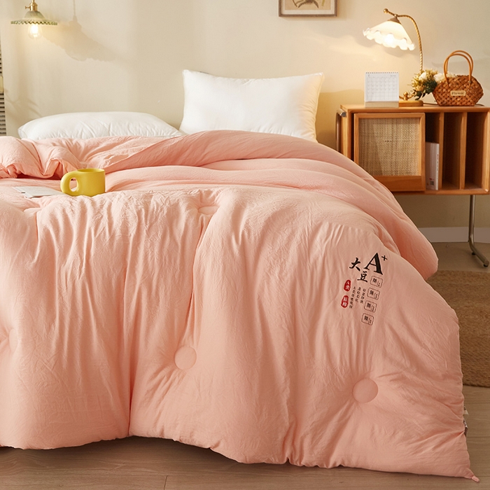 91家纺网 家纺一手货源 找家纺 好福居 2024新款A类母婴级原棉被子被芯 粉色