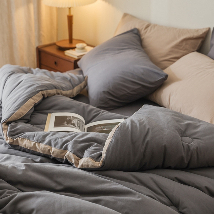 91家纺网 家纺一手货源 找家纺 雯雨家纺 2024新款里外全棉棉花被冬被 高级灰