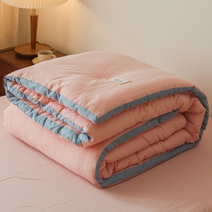 雯雨家纺 2024新款里外全棉棉花被冬被 文艺粉