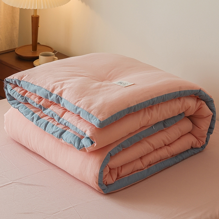 91家纺网 家纺一手货源 找家纺 雯雨家纺 2024新款里外全棉棉花被冬被 文艺粉