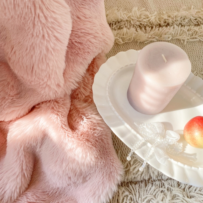 91家纺网 家纺一手货源 找家纺 潮邦创意家居 2025新款托卡斯大泡泡皮草级仿兔毛毯 托卡斯大泡泡-粉色