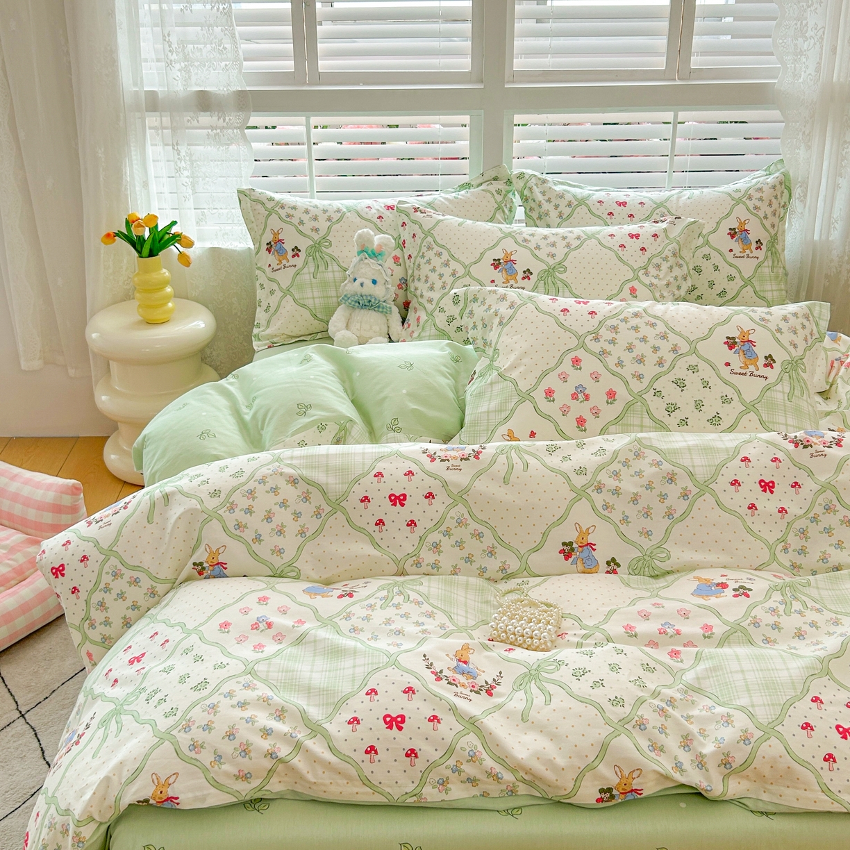 91家纺网 家纺一手货源 找家纺 红馆 2025年全棉12868印花系列四件套 初春晚风