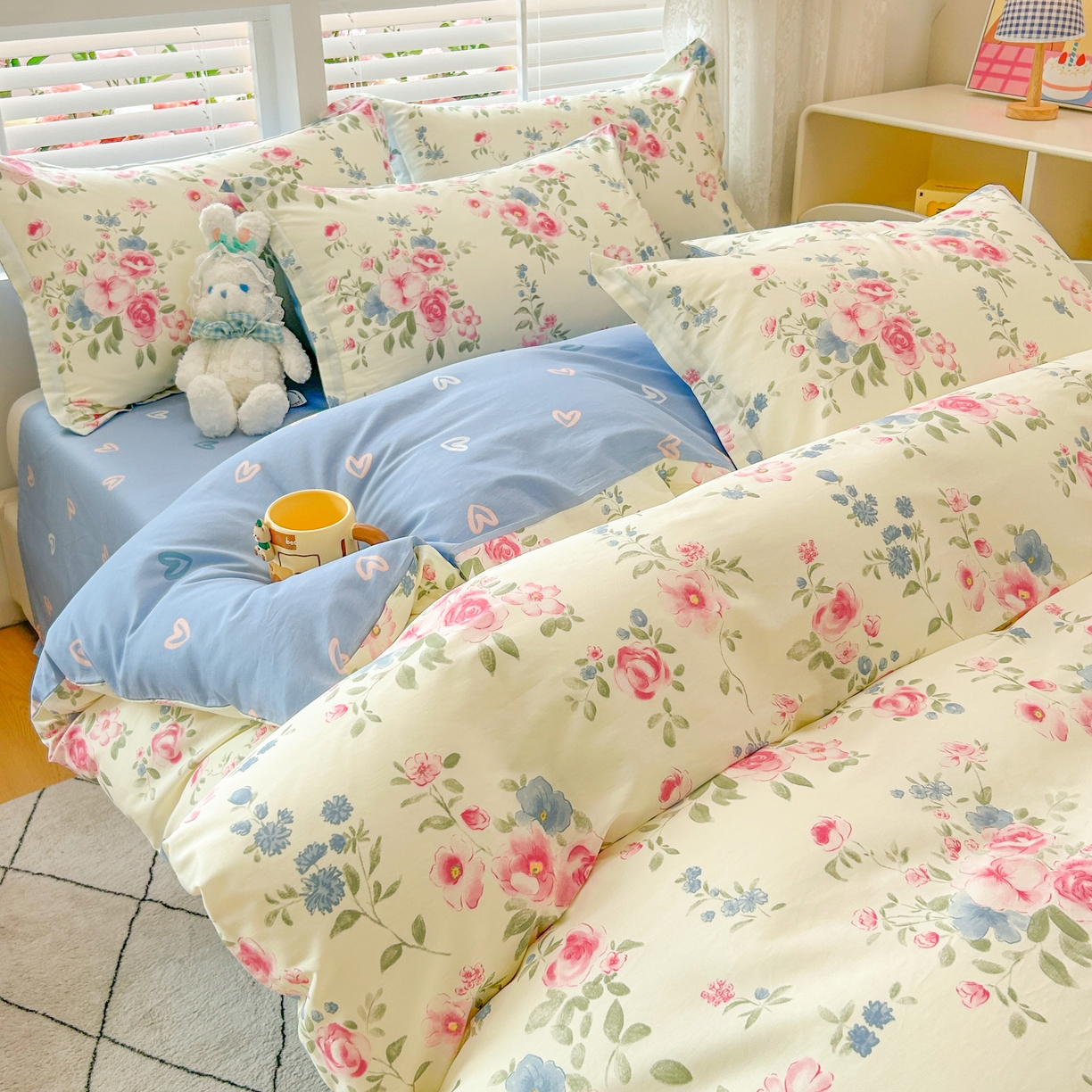 91家纺网 家纺一手货源 找家纺 红馆 2025年全棉12868印花系列四件套 春湔