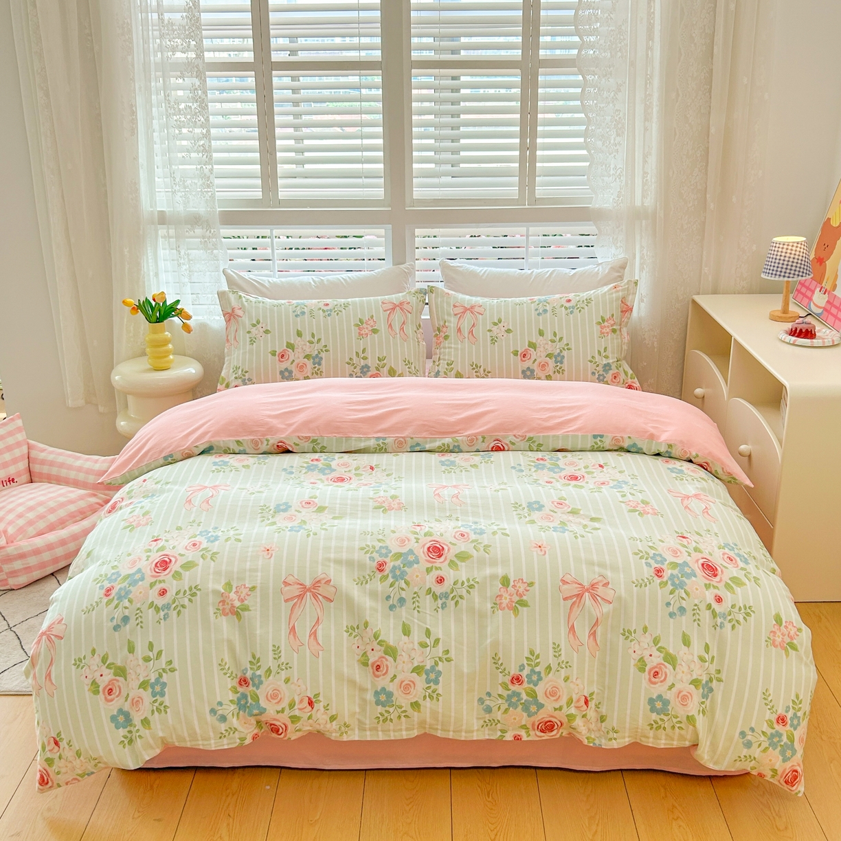 91家纺网 家纺一手货源 找家纺 红馆 2025年全棉12868印花系列四件套 轻婉花语