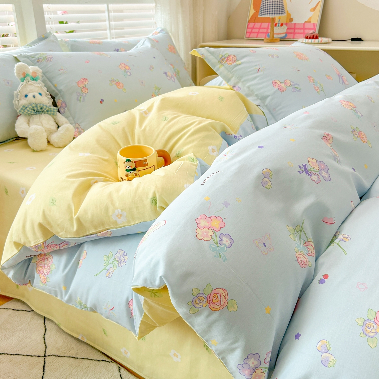 91家纺网 家纺一手货源 找家纺 红馆 2025年全棉12868印花系列四件套 梦蝶