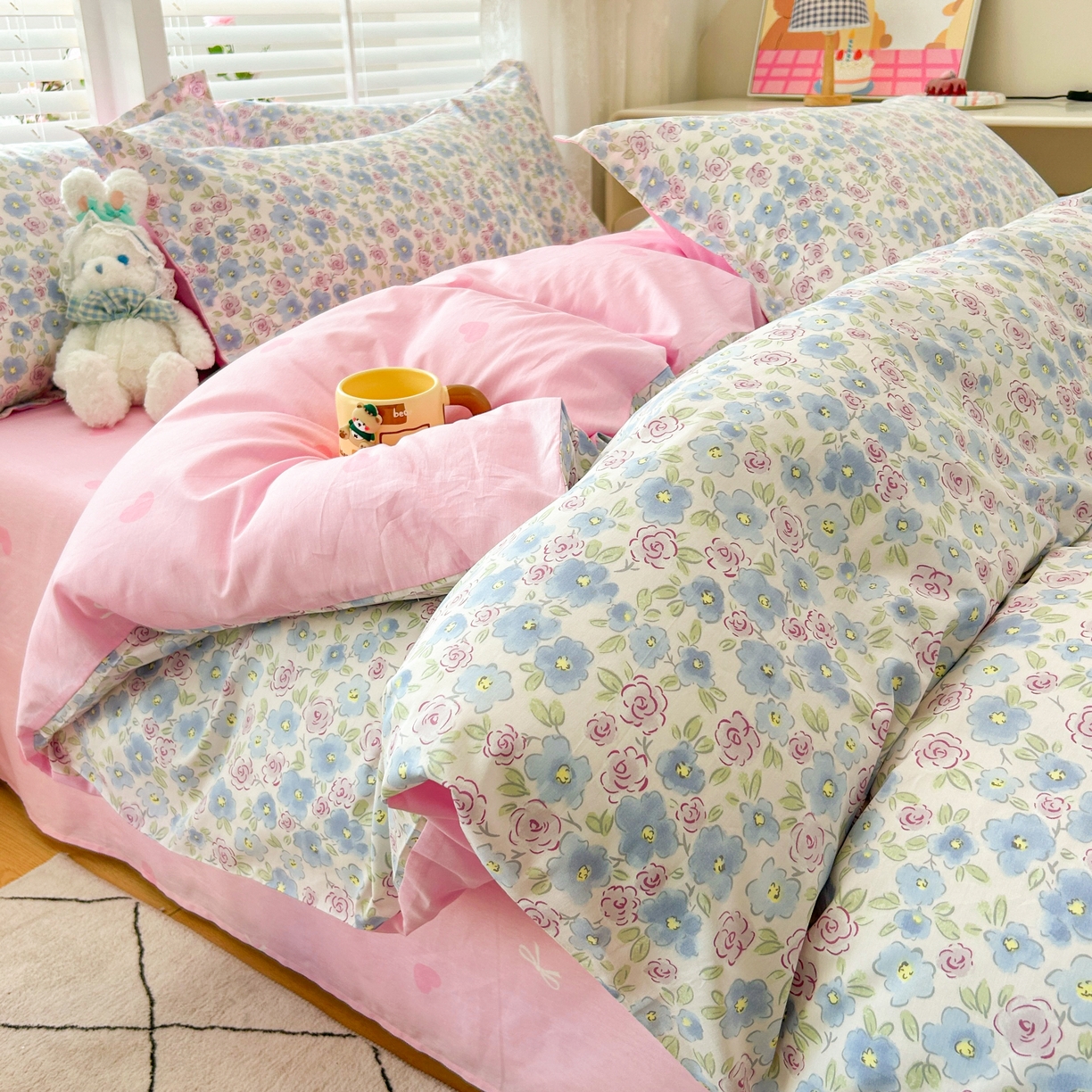 91家纺网 家纺一手货源 找家纺 红馆 2025年全棉12868印花系列四件套 花语嫣然