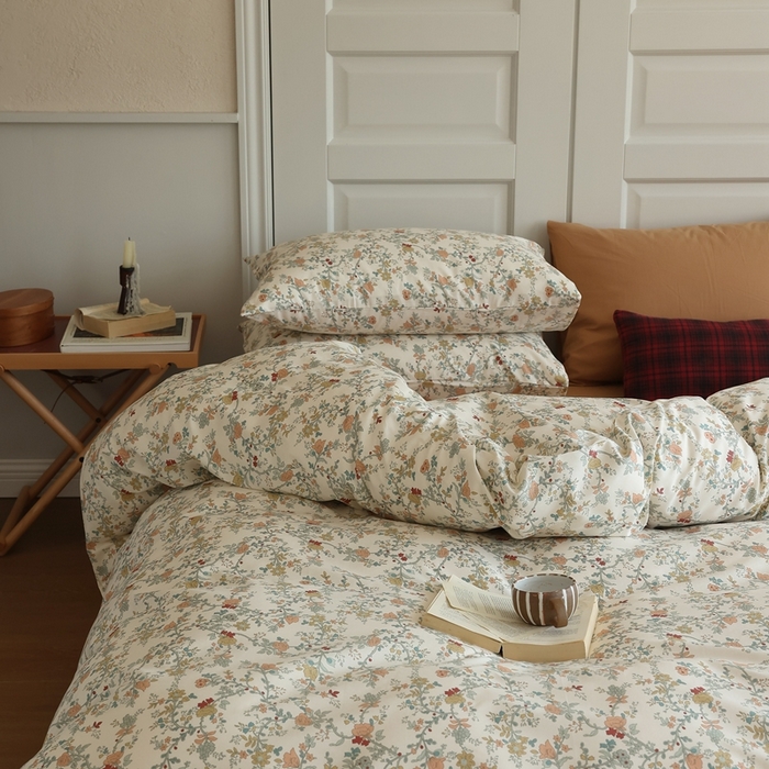 91家纺网 家纺一手货源 找家纺 棉眠 2024新款40支全棉秋季花园系列四件套 秋茗