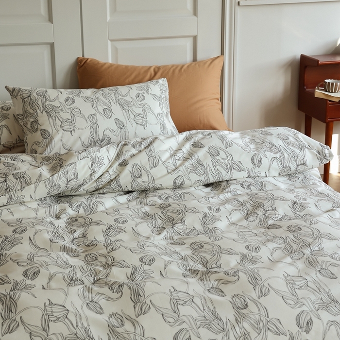 91家纺网 家纺一手货源 找家纺 棉眠 2024新款40支全棉秋季花园系列四件套 鸢尾