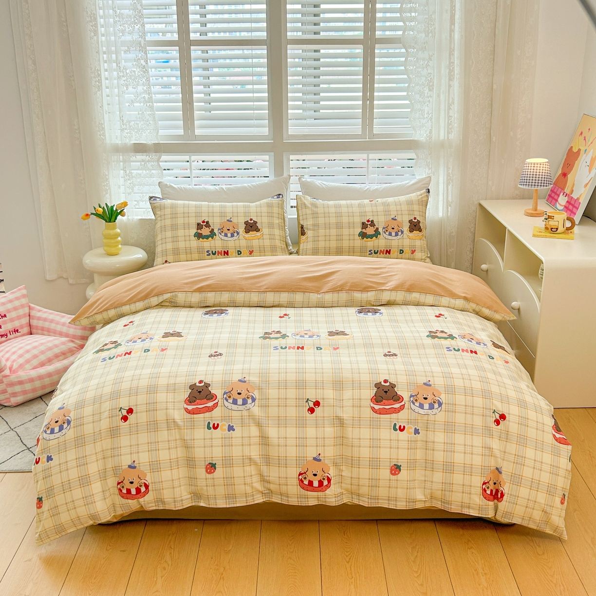 91家纺网 家纺一手货源 找家纺 红馆 2025年全棉12868印花系列四件套 萌趣时光