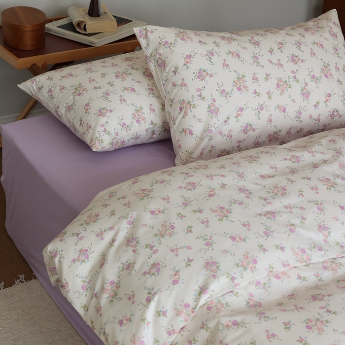 91家纺网 家纺一手货源 找家纺 棉眠 2024新款40支全棉秋季花园系列四件套 粉红雪山