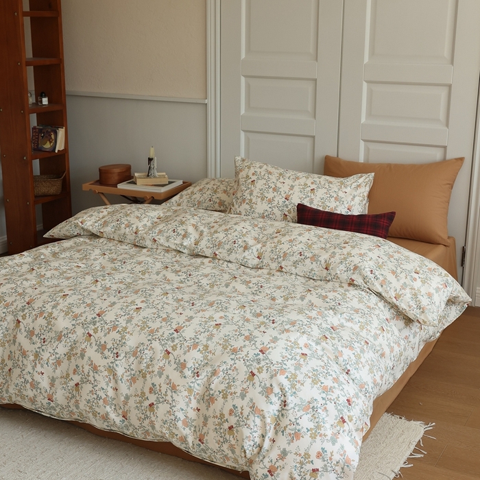 91家纺网 家纺一手货源 找家纺 棉眠 2024新款40支全棉秋季花园系列四件套 秋茗