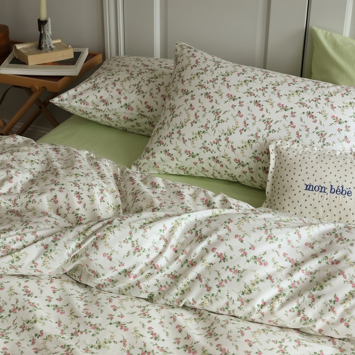 91家纺网 家纺一手货源 找家纺 棉眠 2024新款40支全棉秋季花园系列四件套 桃花笺