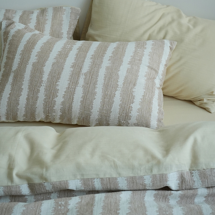 91家纺网 家纺一手货源 找家纺 （总）2024新款全棉双层提花条纹简约日式侘寂风四件套纯色人字纹纯棉床单民宿高端被套