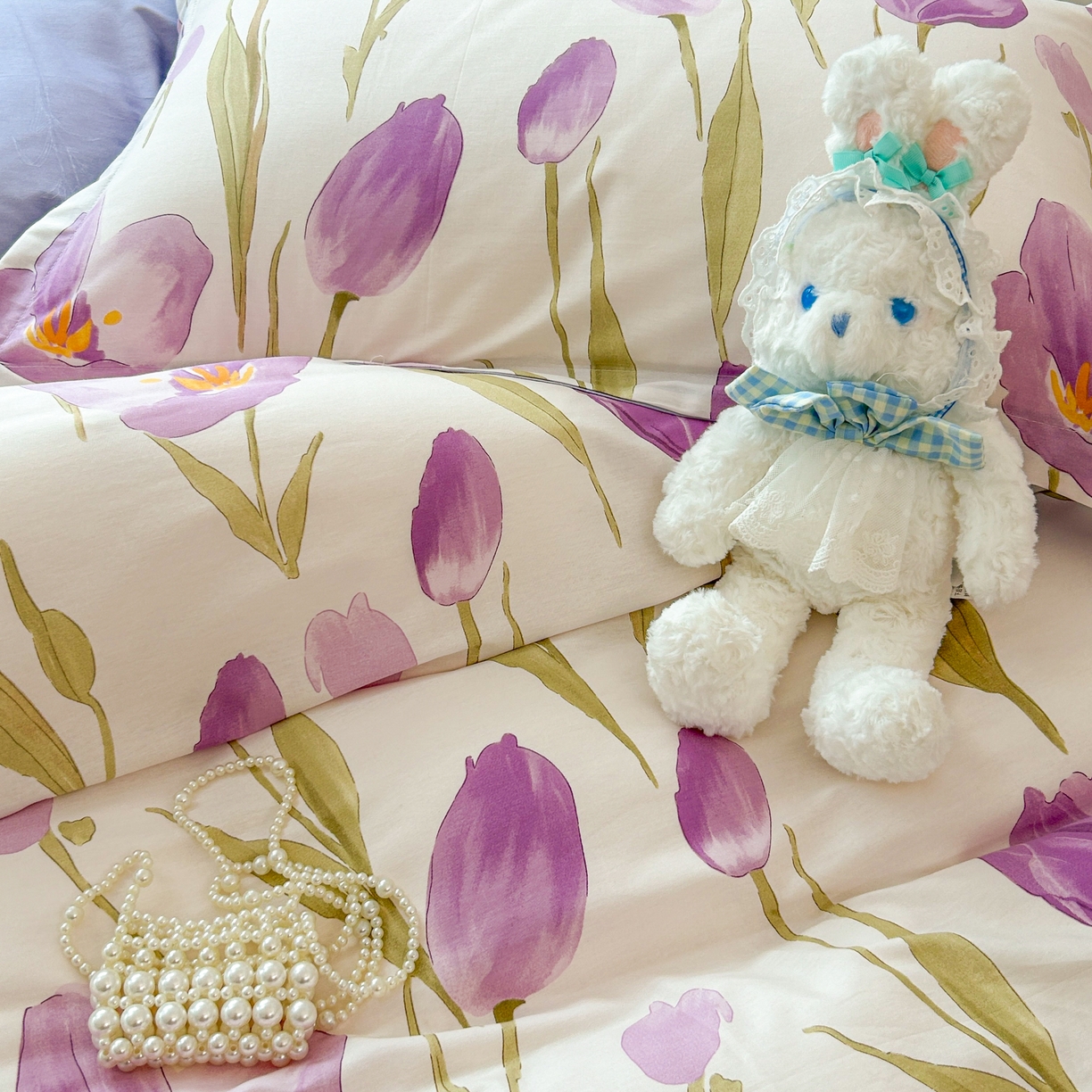 91家纺网 家纺一手货源 找家纺 红馆 2025年全棉12868印花系列四件套 紫色郁金香