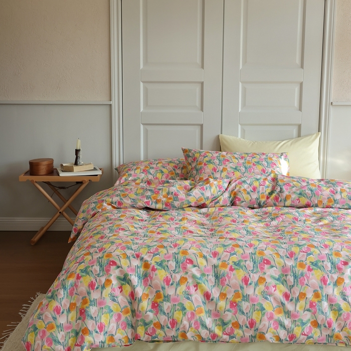 91家纺网 家纺一手货源 找家纺 棉眠 2024新款40支全棉秋季花园系列四件套 玫瑰故事