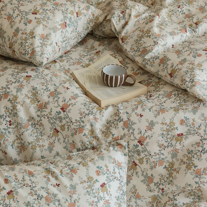 91家纺网 家纺一手货源 找家纺 棉眠 2024新款40支全棉秋季花园系列四件套 秋茗