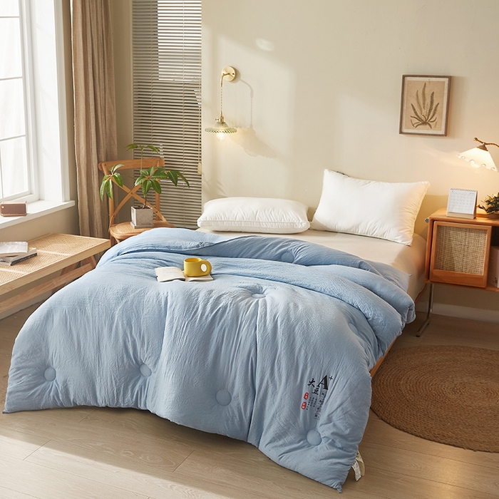 91家纺网 家纺一手货源 找家纺 好福居 2024新款A类母婴级原棉被子被芯 蓝色