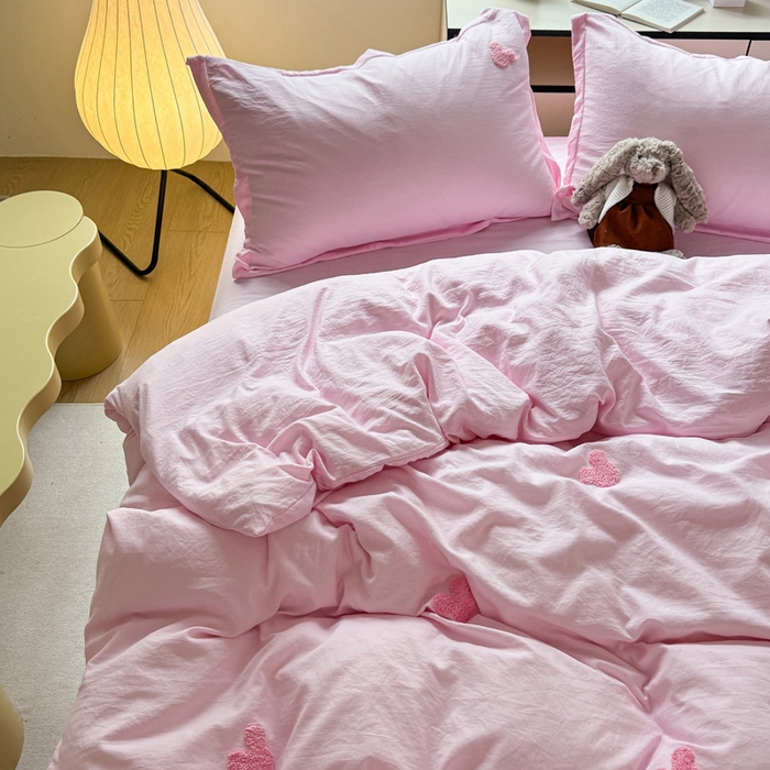 91家纺网 家纺一手货源 找家纺 布可家纺 2025新款水洗棉毛巾绣四件套 米奇-粉