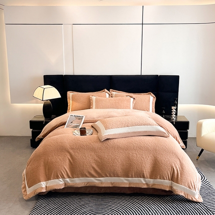 91家纺网 家纺一手货源 找家纺 （总）极简 2024新款雕花牛奶绒宽边四件套