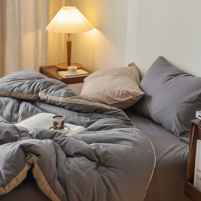 91家纺网 家纺一手货源 找家纺 雯雨家纺 2024新款里外全棉棉花被冬被 高级灰