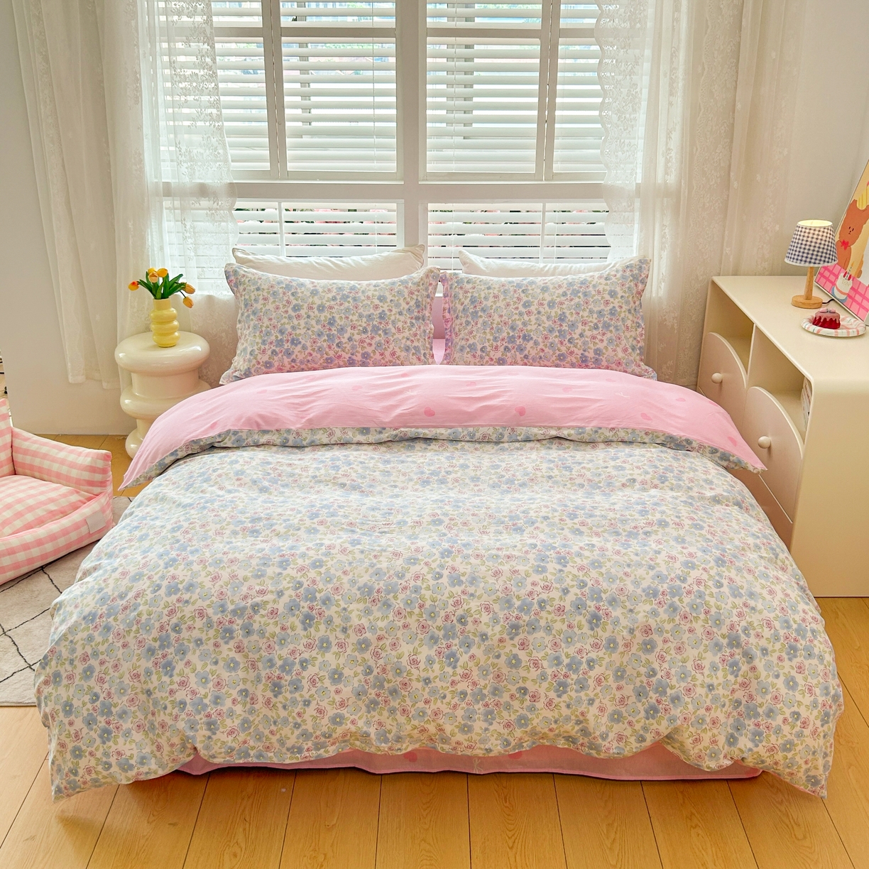 91家纺网 家纺一手货源 找家纺 红馆 2025年全棉12868印花系列四件套 花语嫣然