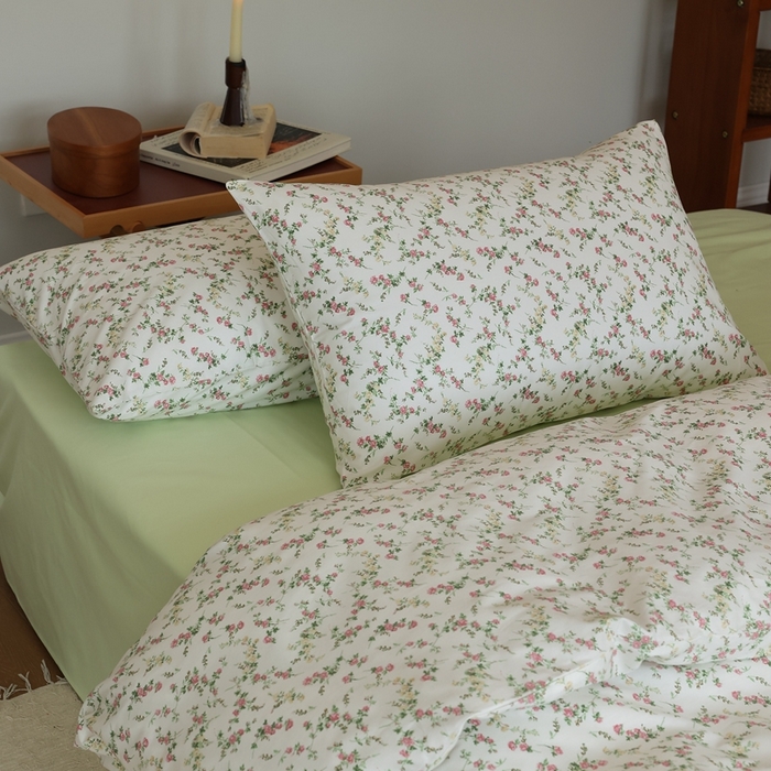 91家纺网 家纺一手货源 找家纺 棉眠 2024新款40支全棉秋季花园系列四件套 桃花笺