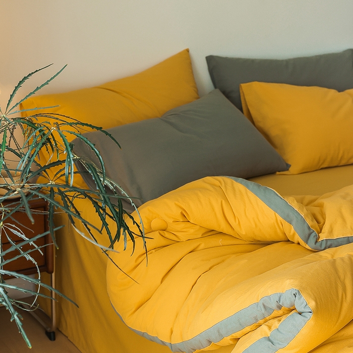 91家纺网 家纺一手货源 找家纺 雯雨家纺 2024新款里外全棉棉花被冬被 明亮黄