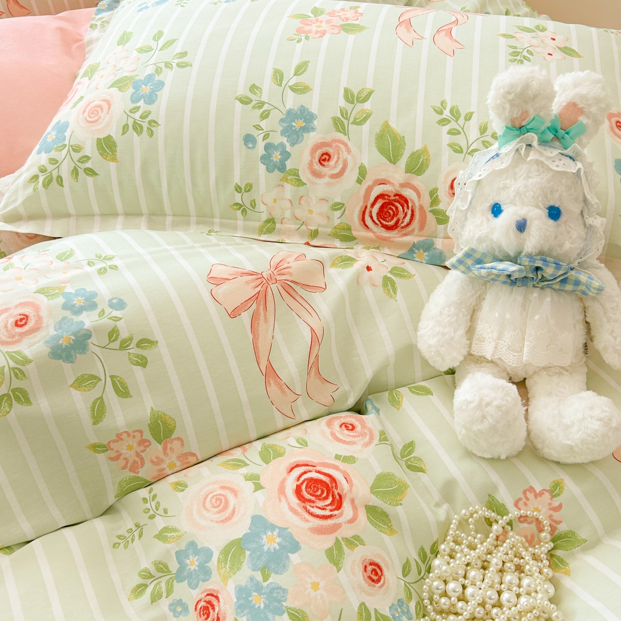 91家纺网 家纺一手货源 找家纺 红馆 2025年全棉12868印花系列四件套 轻婉花语