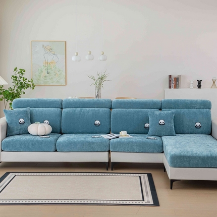 91家纺网 家纺一手货源 找家纺 （总）沐沐 2026新款雪尼尔熊猫烫画沙发笠