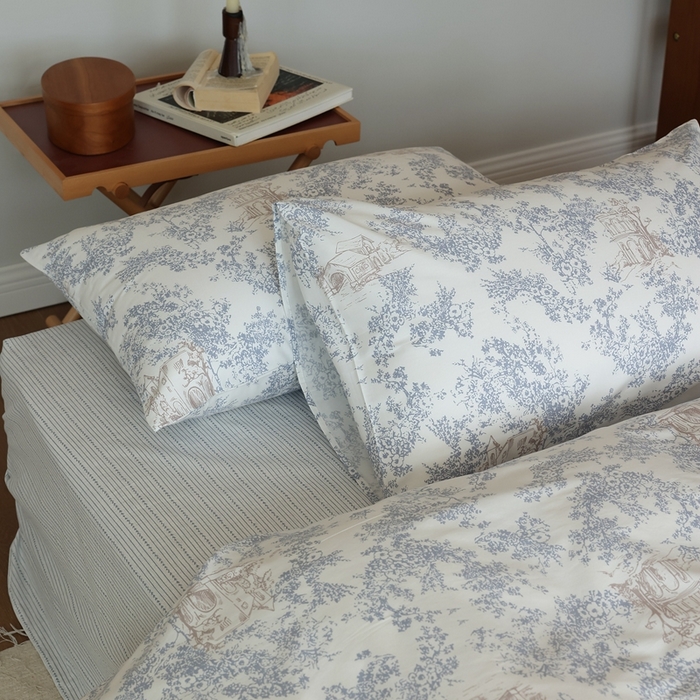 91家纺网 家纺一手货源 找家纺 棉眠 2024新款40支全棉秋季花园系列四件套 昆仑煮雪