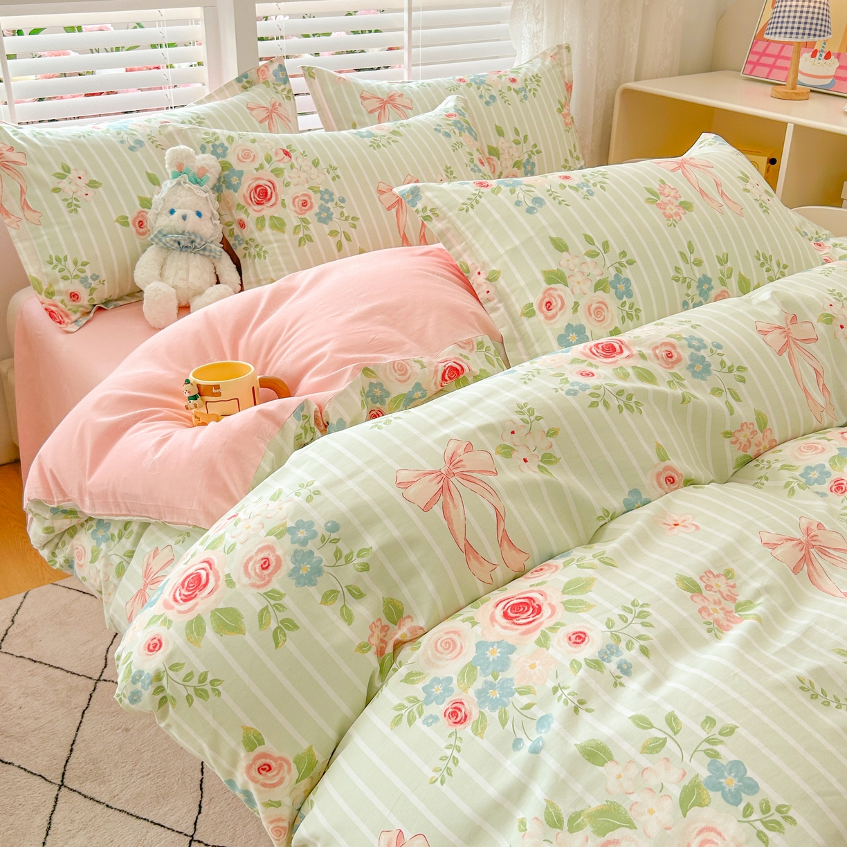 91家纺网 家纺一手货源 找家纺 红馆 2025年全棉12868印花系列四件套 轻婉花语