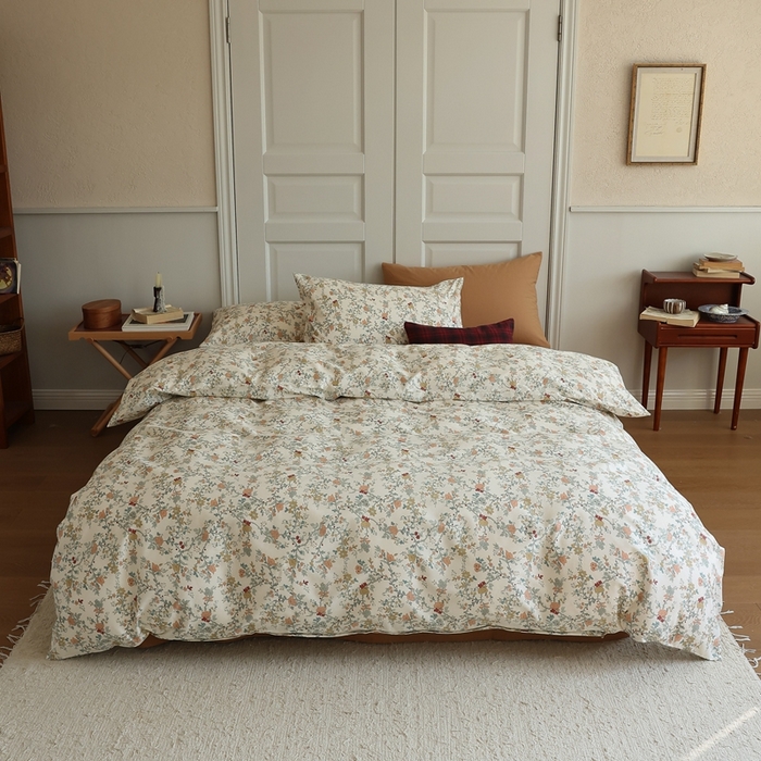 91家纺网 家纺一手货源 找家纺 棉眠 2024新款40支全棉秋季花园系列四件套 秋茗