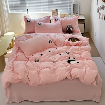 布可家纺 2025新款水洗棉毛巾绣四件套 熊猫嘟嘟-玉