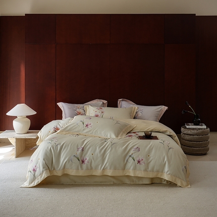 91家纺网 家纺一手货源 找家纺 （总）2024新款天丝棉磨毛宽边+嵌条印花四件套