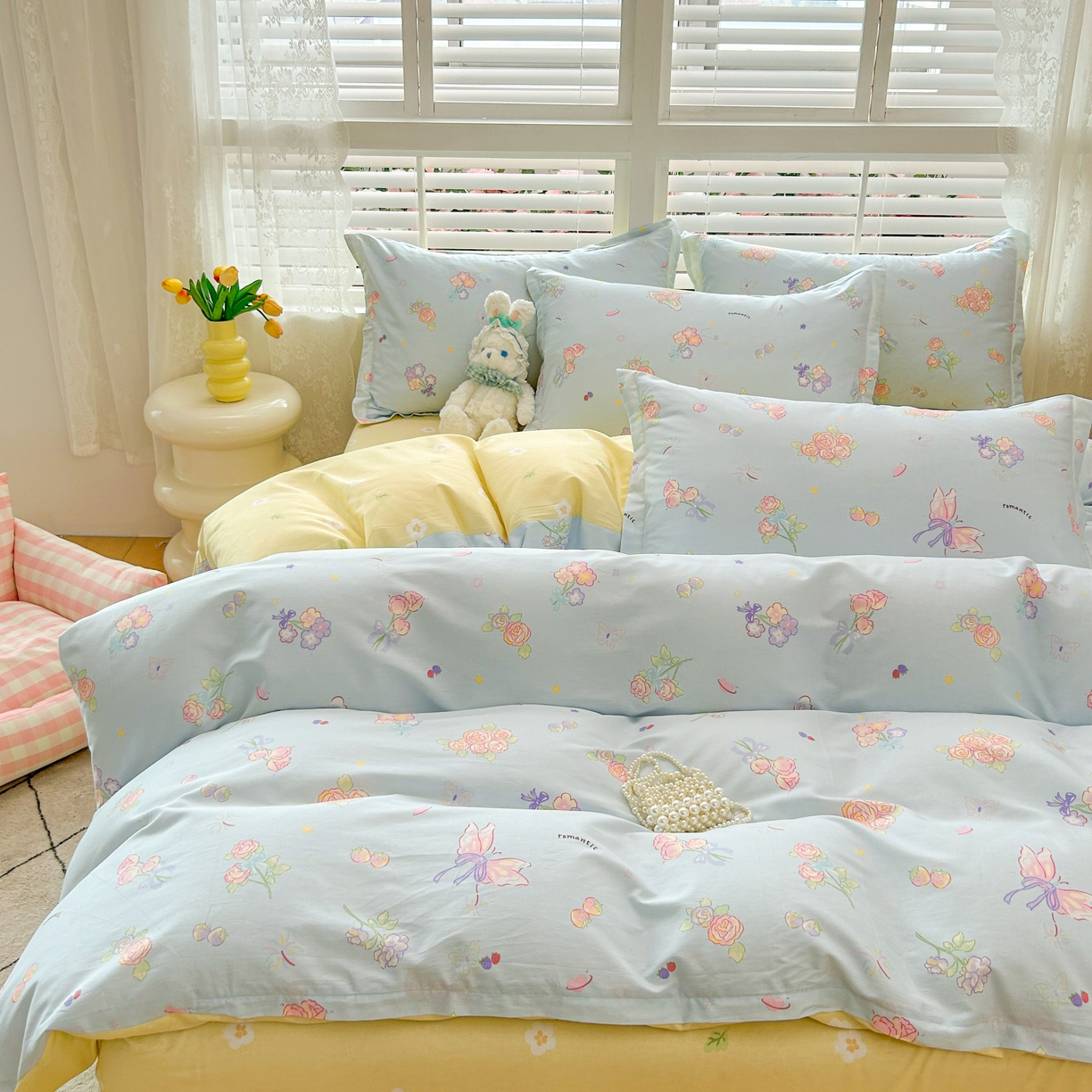 91家纺网 家纺一手货源 找家纺 红馆 2025年全棉12868印花系列四件套 梦蝶