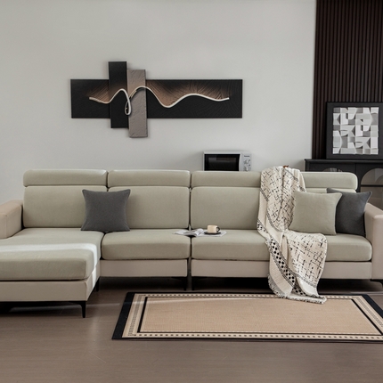 91家纺网 家纺一手货源 找家纺 沐沐家纺 2026新款轻奢麂皮绒沙发笠 浅灰